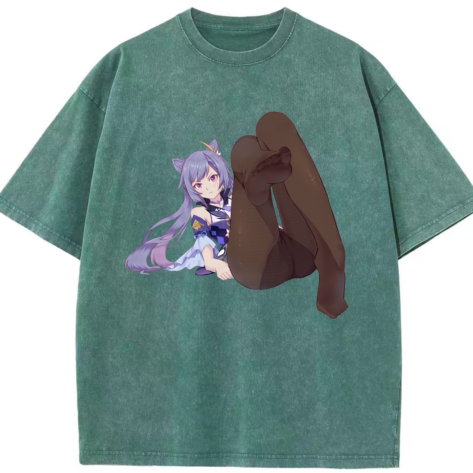 げんし神 刻晴 こくせい genshin Kokusei 綿100% ヴィンテージ風 半袖Tシャツ（フロントプリント）